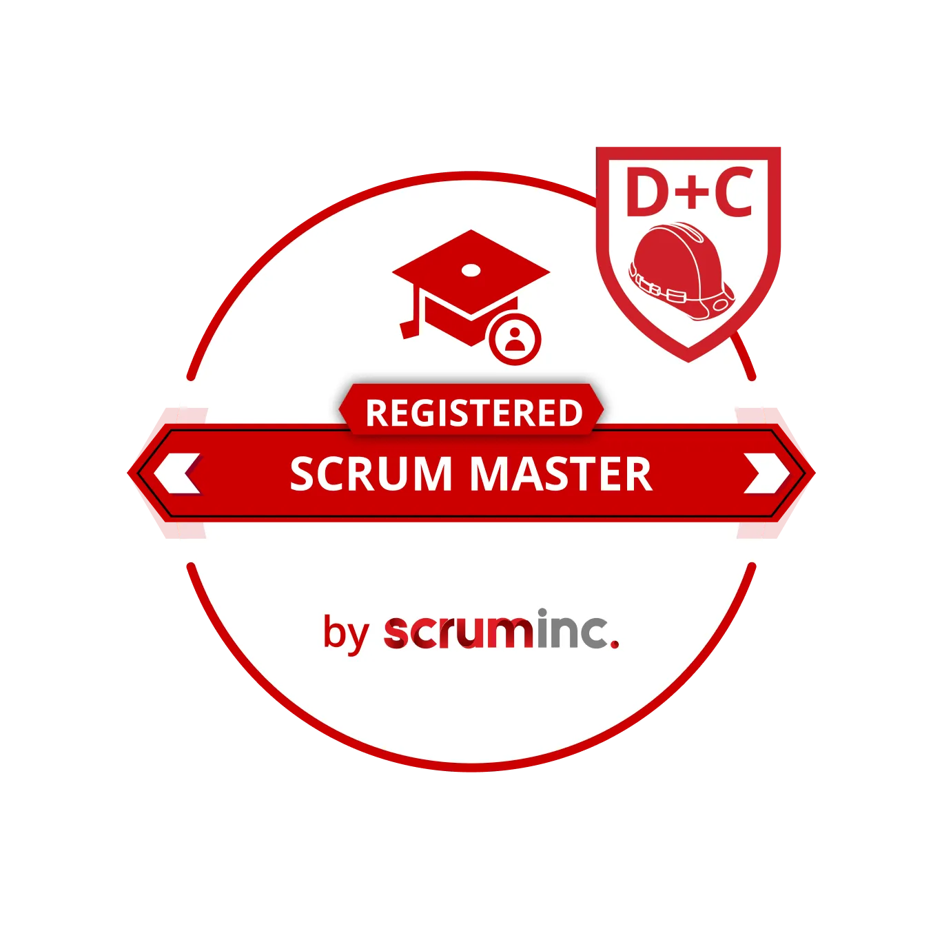 Ein Abzeichen für die Weiterbildung zum Scrum Master des Unternehmens Scrum Inc